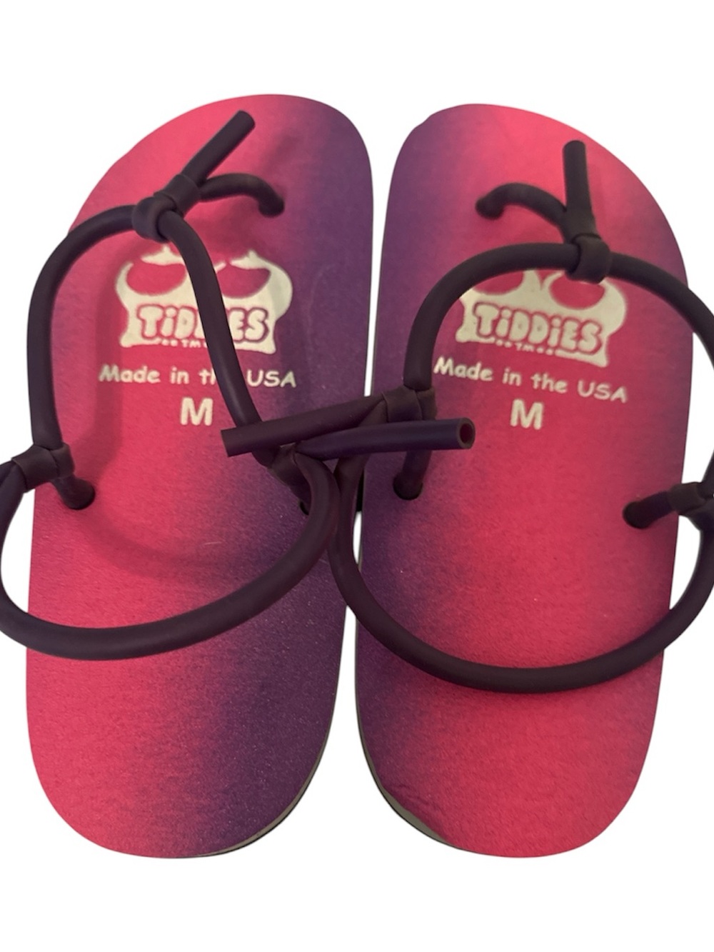 Tiddies Flip Flops Unisex Men Women Summer Beach Vacation Wear Pink Purple